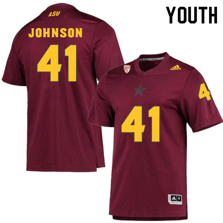 Youth #41 Tyler JohnsonArizona State Sun Devils College Football Jerseys Sale-Maroon - Click Image to Close